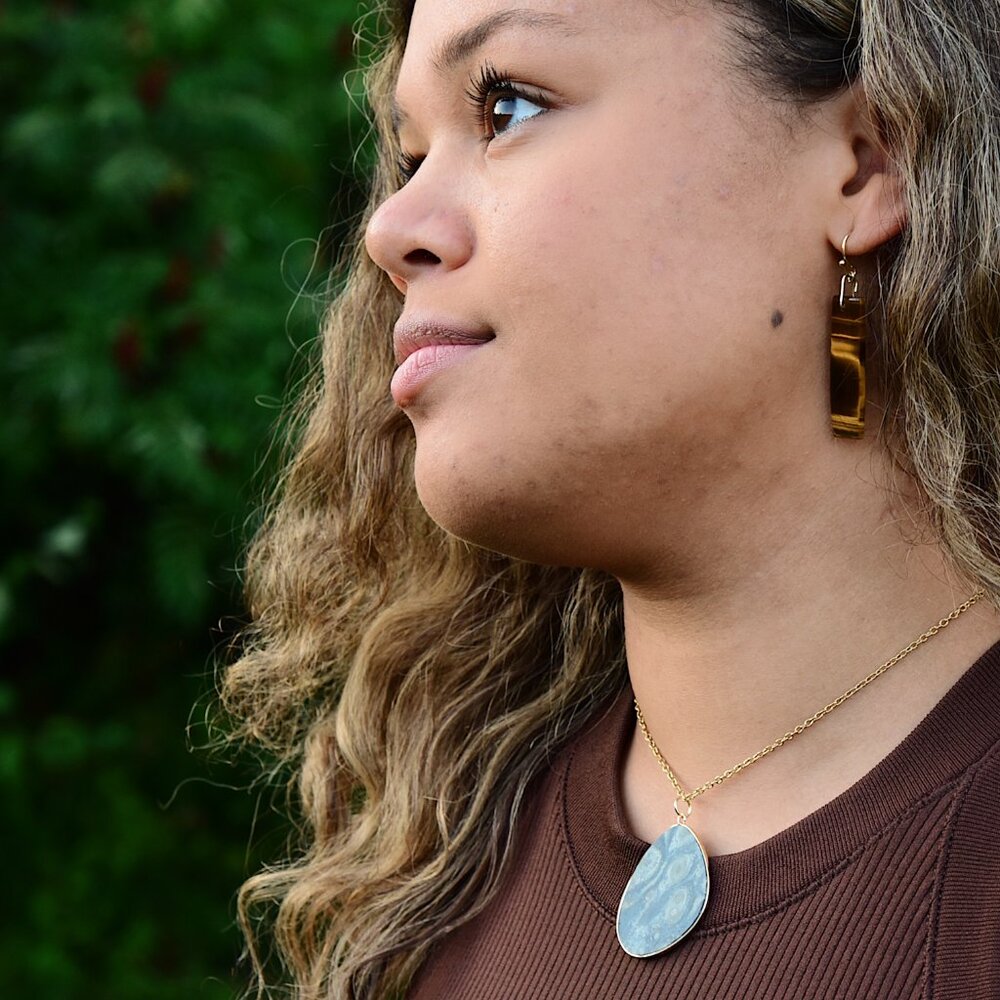 NWT Kambaba Jasper Slice Necklace